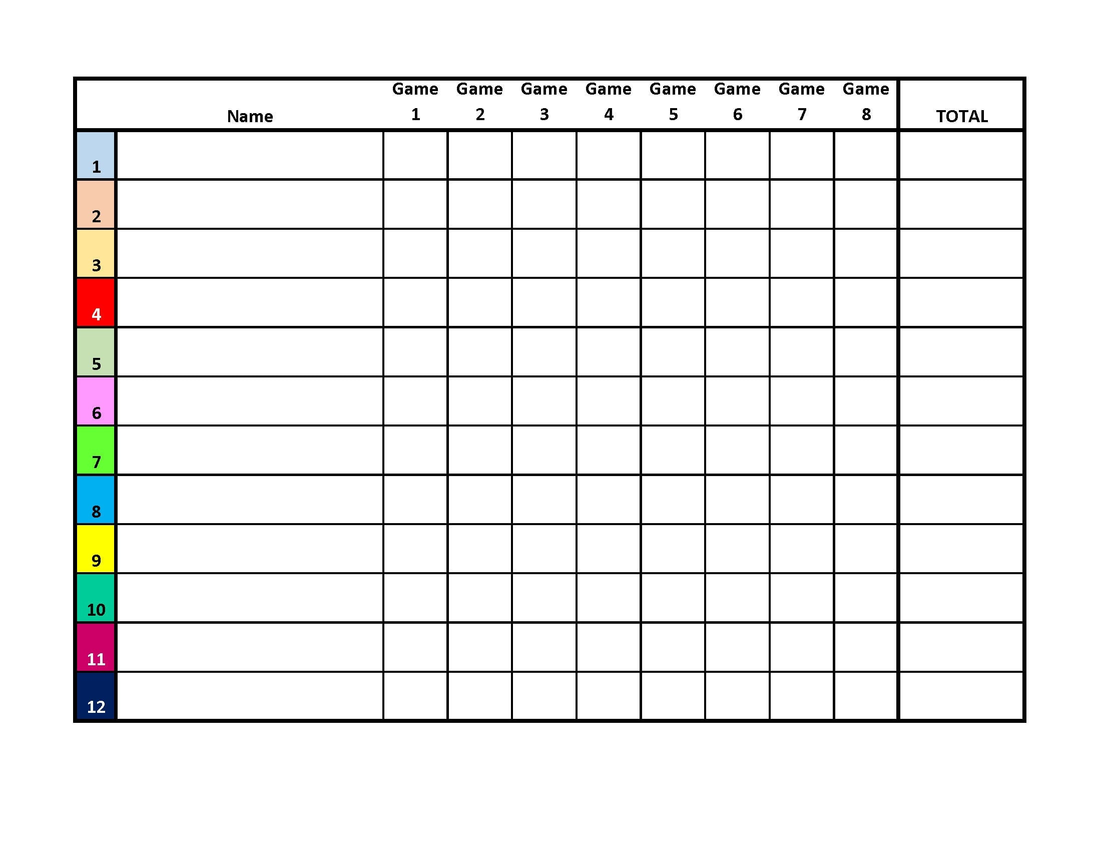 12-Player Euchre Tournament Score Sheet And Rotations Pdf for Free Euchre Printables