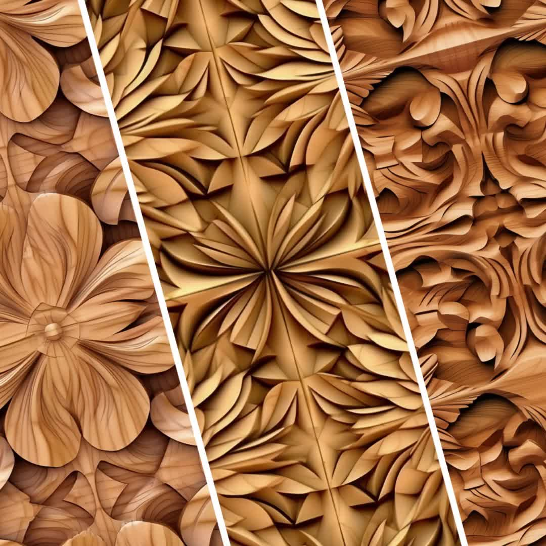 12 Wood Carving Digital Paper, Seamless Design, Wood Textures, Western Textures, Commercial Use, Digital Download inside Carving Pattern Fan Wood Printable