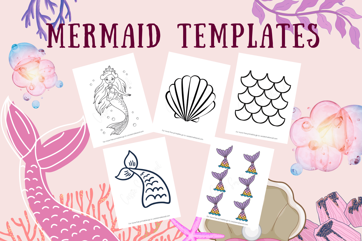 17 Cute Mermaid Templates - Cassie Smallwood throughout Free Printable Mermaid Tail Stencil