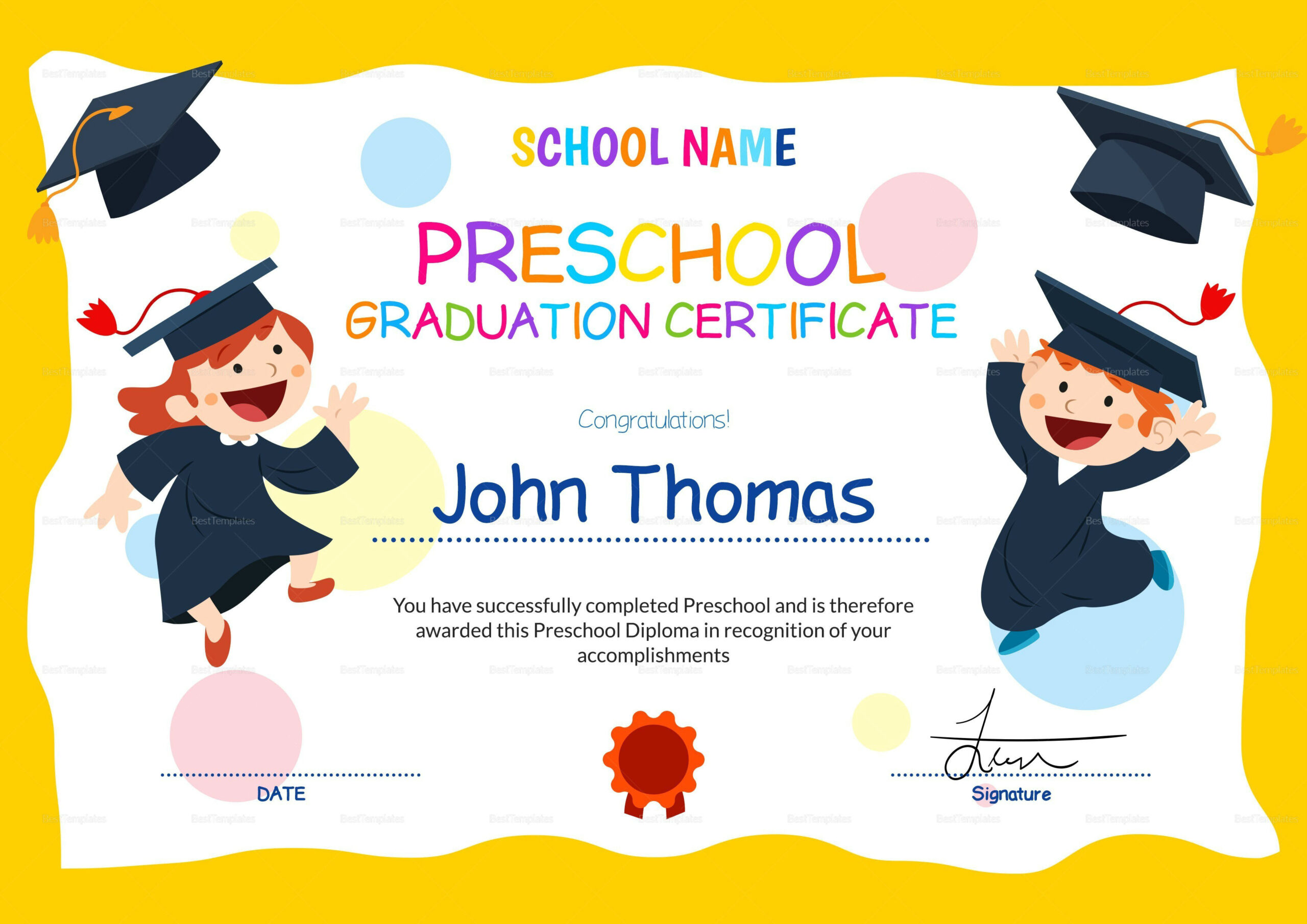 18+ Preschool Certificate Templates - Pdf with regard to Free Printable Preschool Certificates