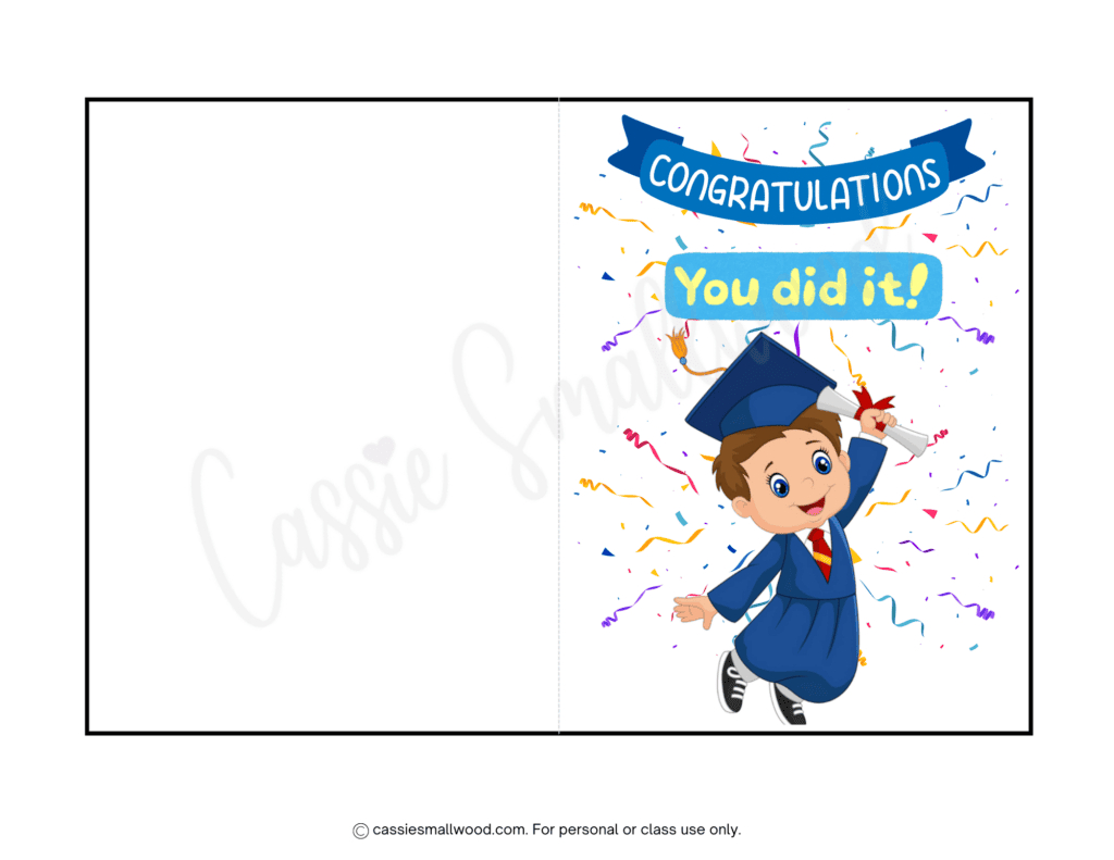 20 Free Printable Graduation Cards - Cassie Smallwood in Free Printable Pre K Graduation Cards