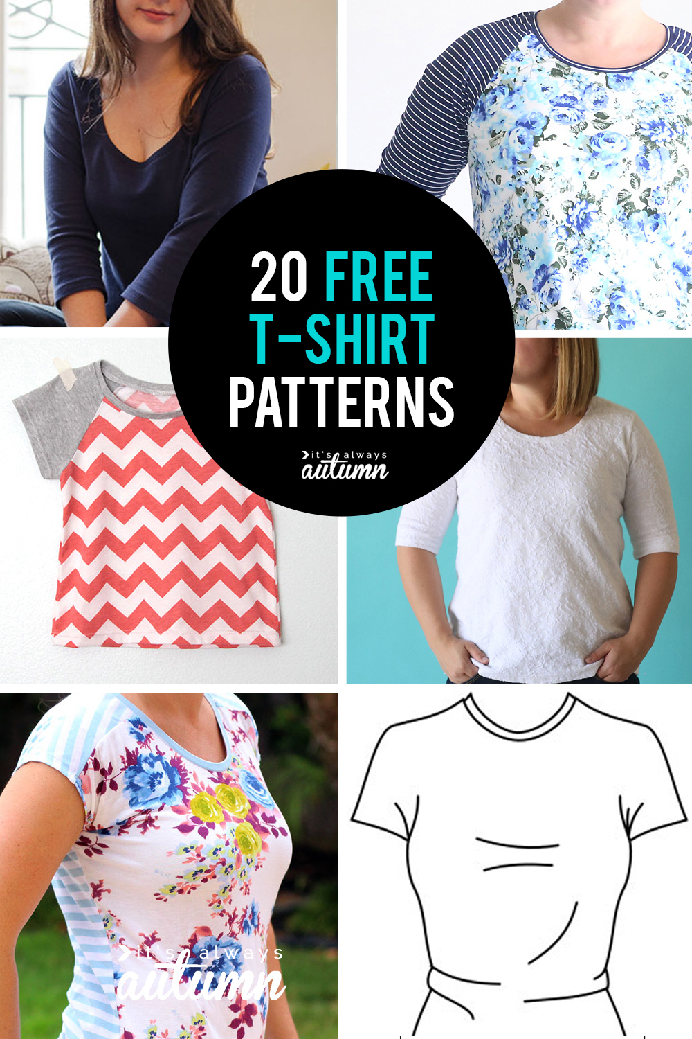 20 Free T-Shirt Patterns You Can Print + Sew At Home - It&amp;#039;S Always for Free Printable Top Patterns