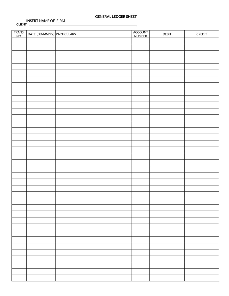 35+ Free General Ledger Templates (Word, Excel) for Free Printable Ledger Pages