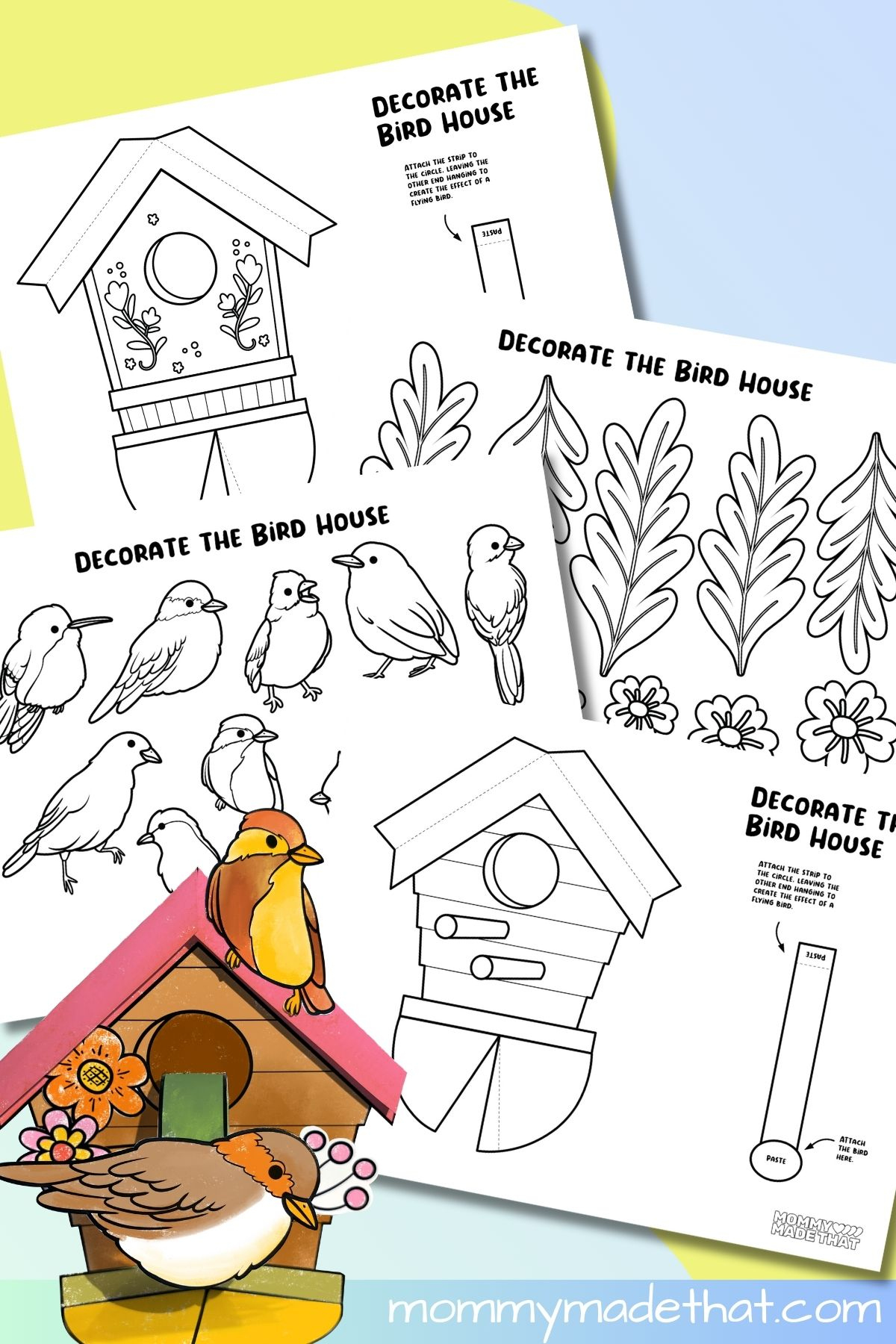 3D Bird House Craft (Free Printable Template) inside Free Printable 3D Bird Template