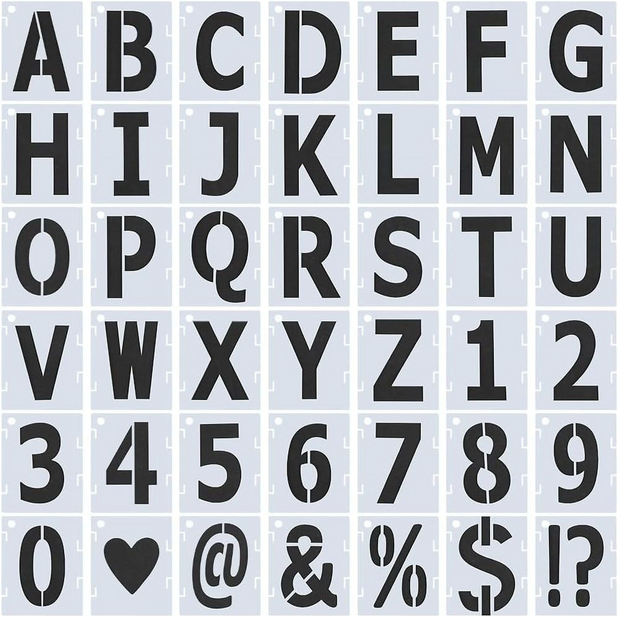 42Pcs Letter Number Stencils 2 Inch Reusable Plastic Uppercase Letter Stencils Alphabet Numbers Punctuation Marks Symbol Templates For Painting On inside Printable Number Stencils For Spray Painting