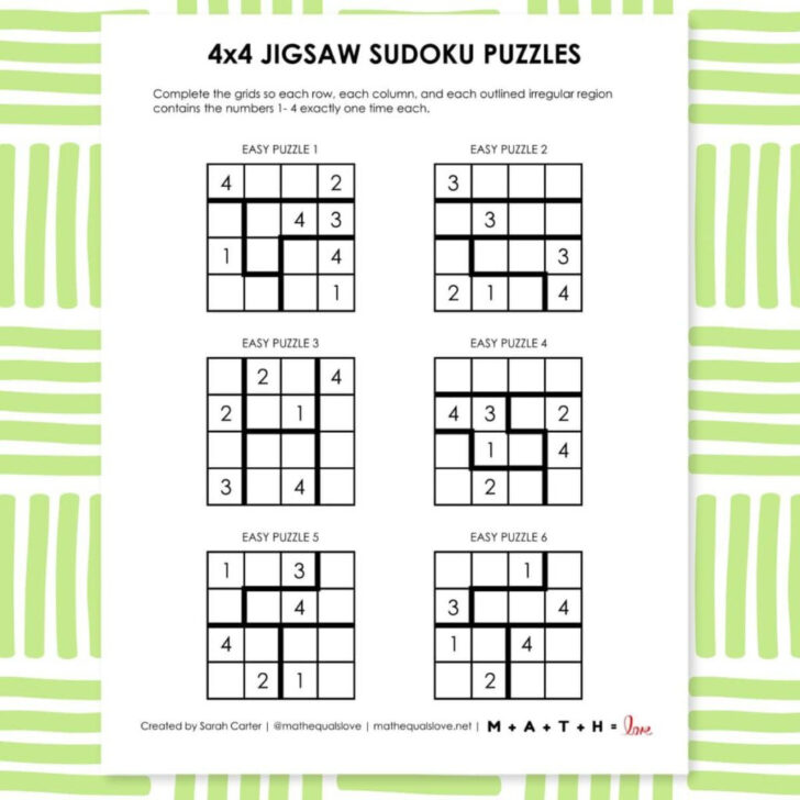 Free Printable Jigsaw Sudoku