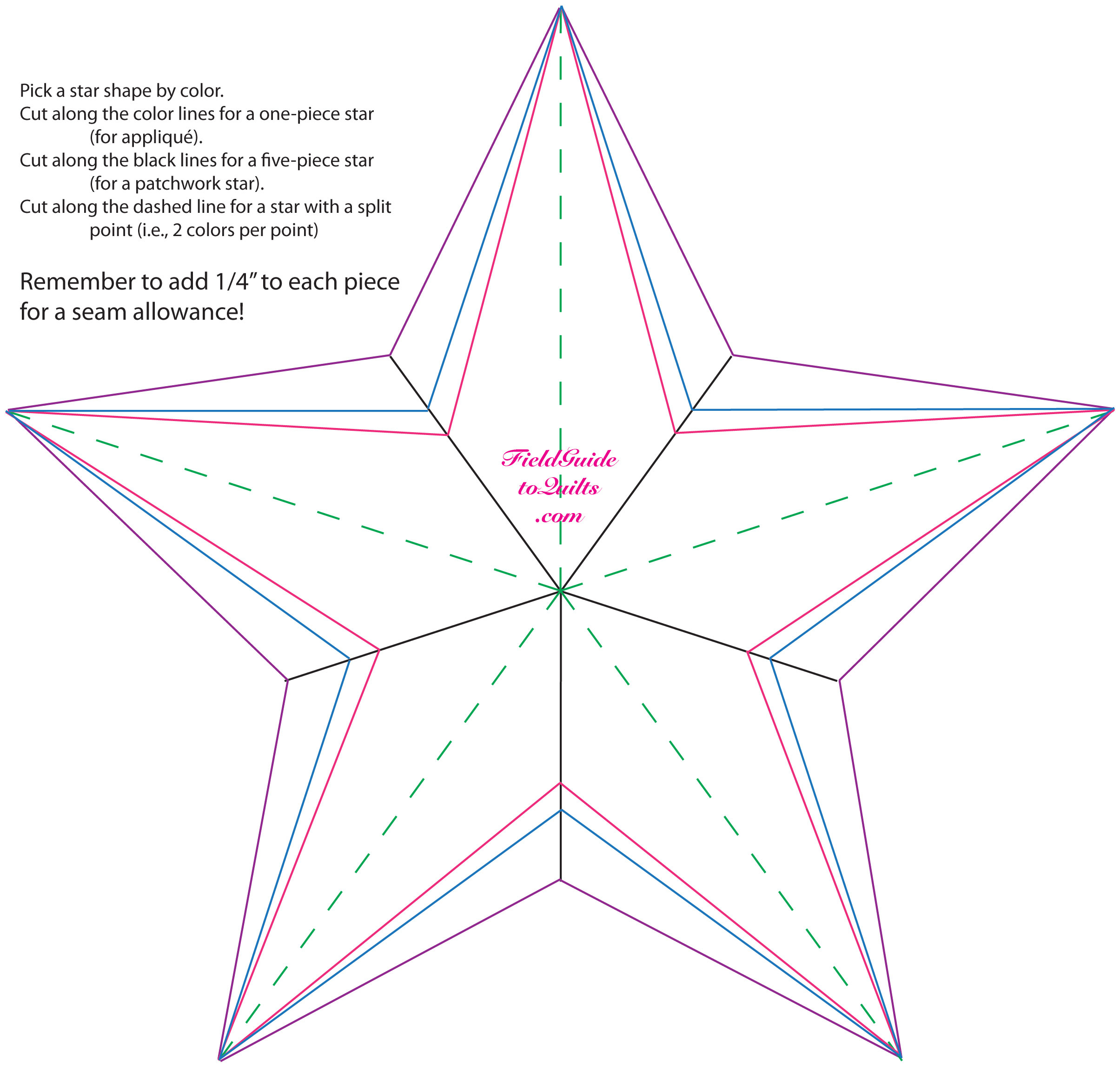 5-Point Stars with Printable 5 Point Star Quilt Pattern