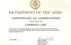 6+ Army Appreciation Certificate Templates – Pdf, Docx within Free Printable Military Certificate of Appreciation Template Free
