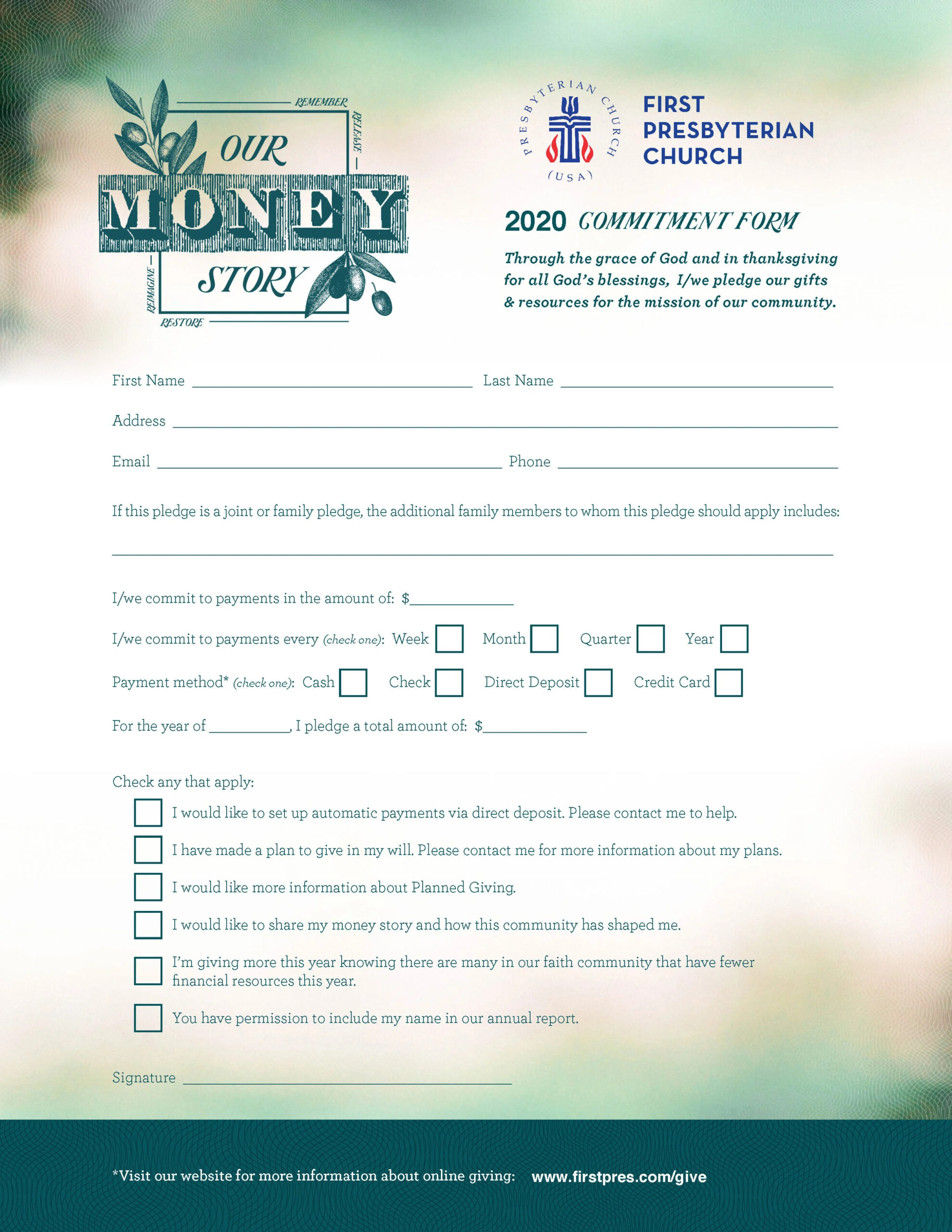 A Free Pledge Card For Stewardship — A Sanctified Art intended for Free Church Pledge Card Template