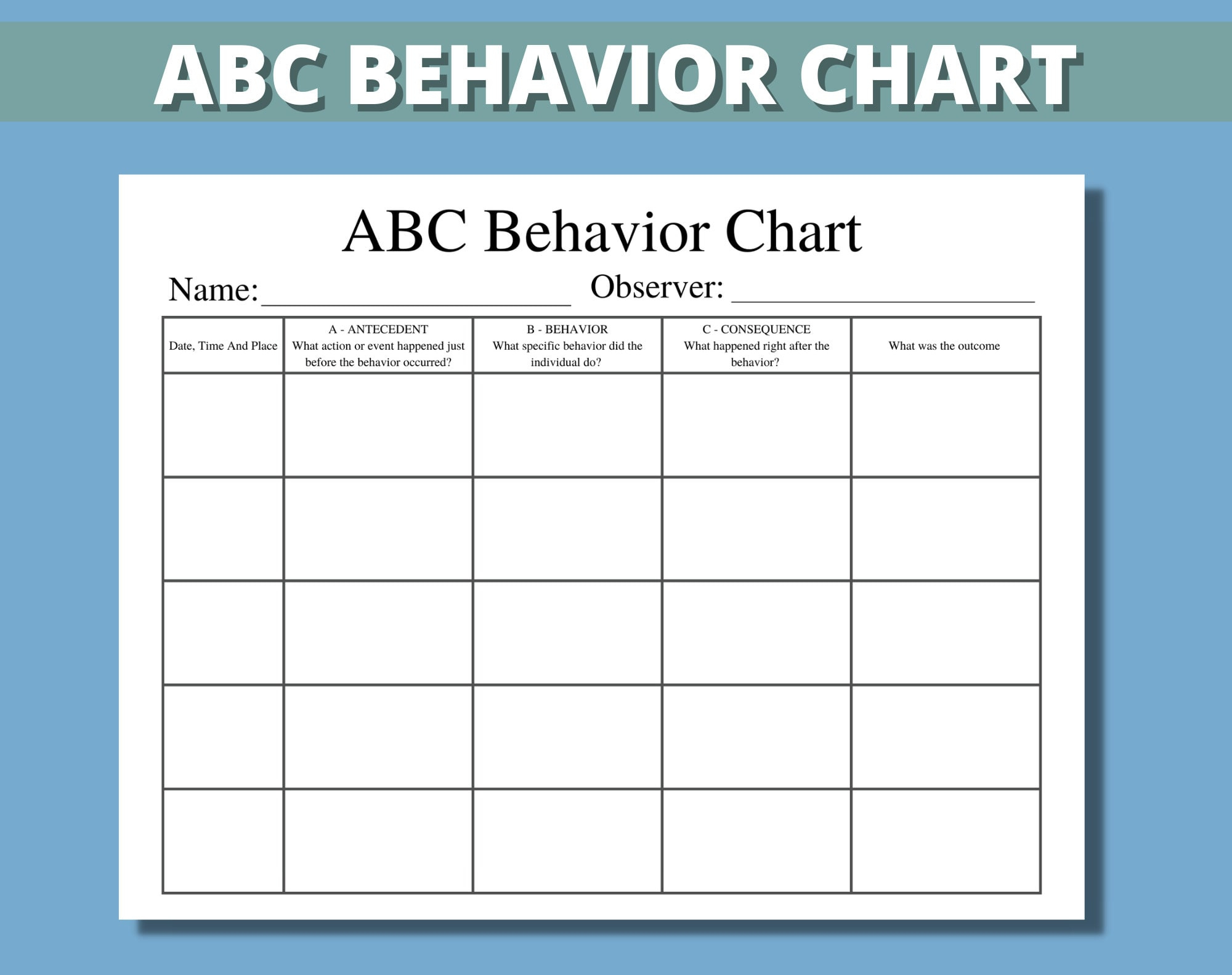 Abc Behavior Chart Printable For Kids, Parents, Classroom, Abc intended for Free Printable ABC Behavior Chart