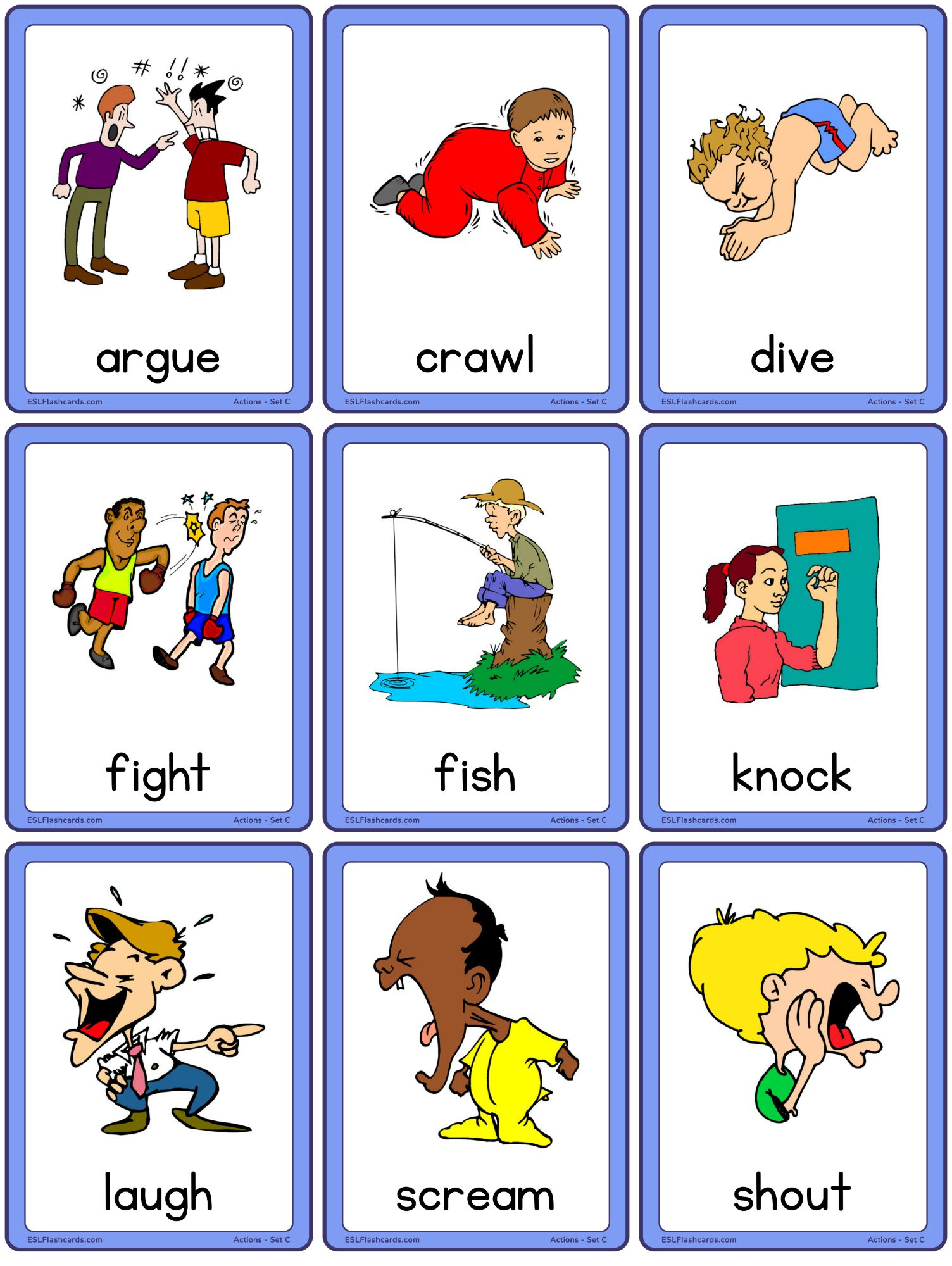 Action Flashcards – Set C – Esl Flashcards regarding Free Printable Action Flashcards
