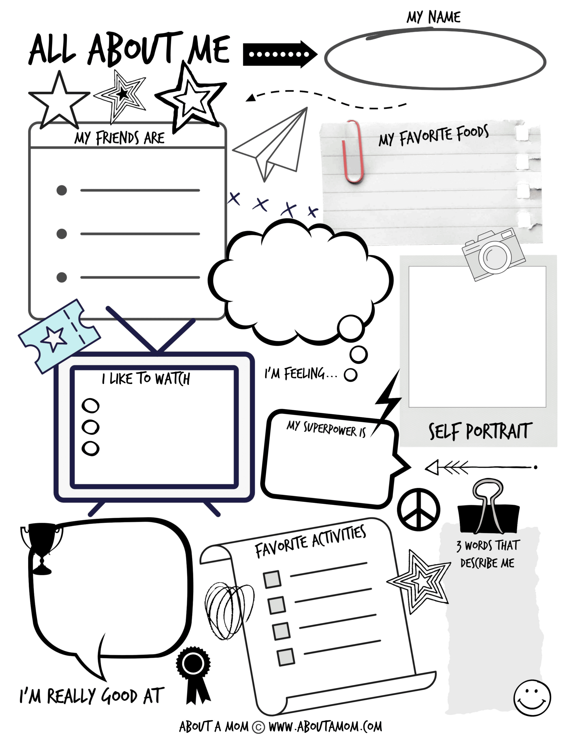 All About Me Printable Activity Page For Kids - About A Mom for All About Me Free Printable