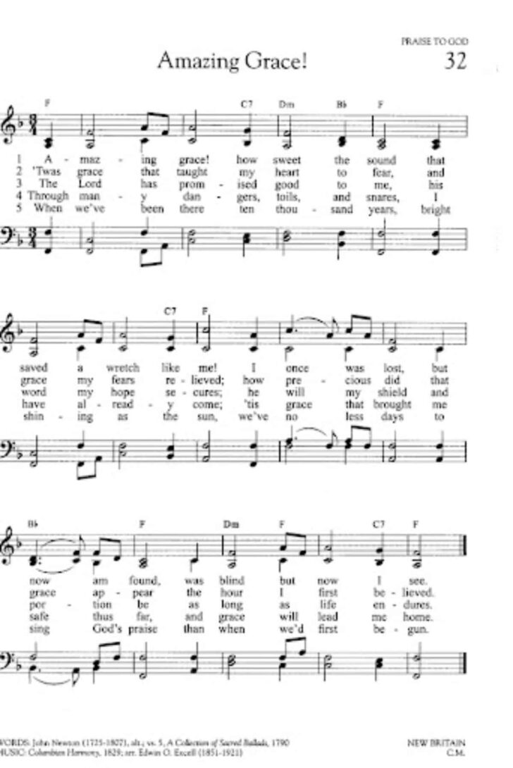 Free Printable Lyrics to Amazing Grace