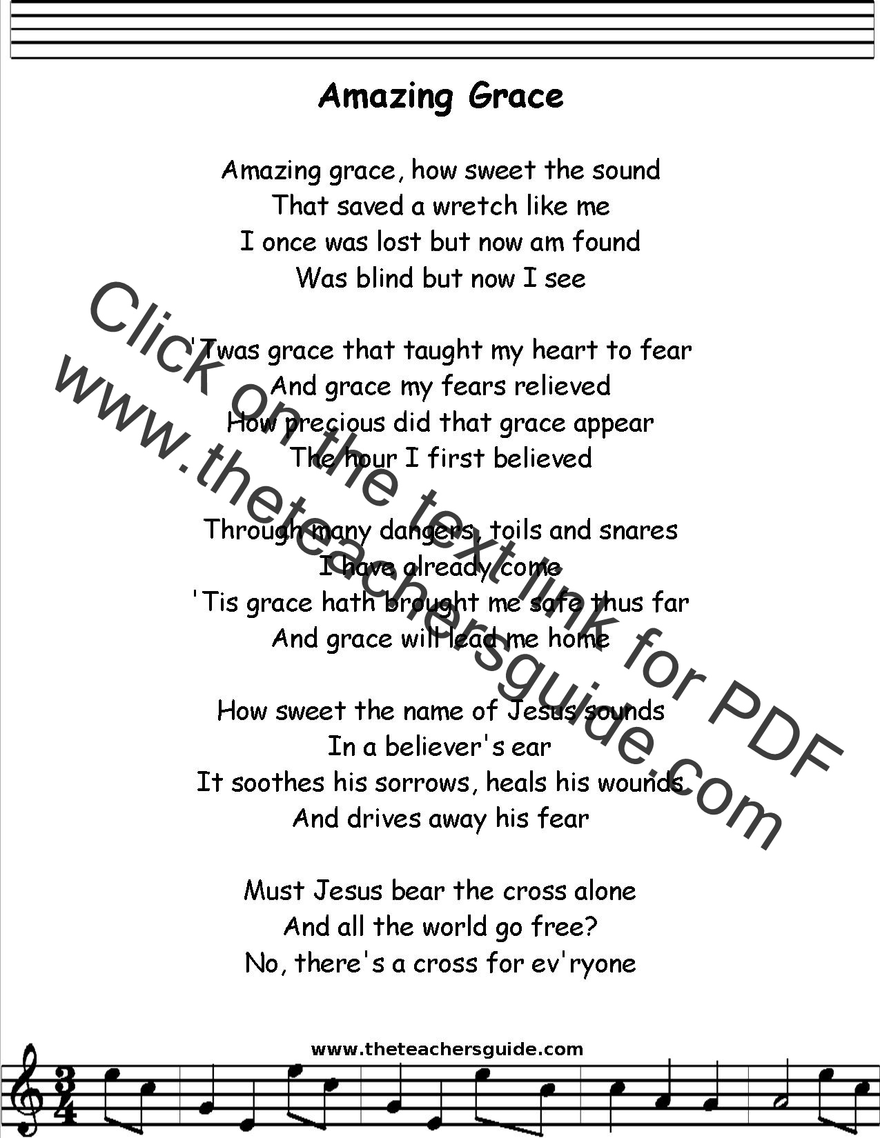 Amazing Grace Lyrics, Printout, Midi, And Video within Free Printable Lyrics To Amazing Grace