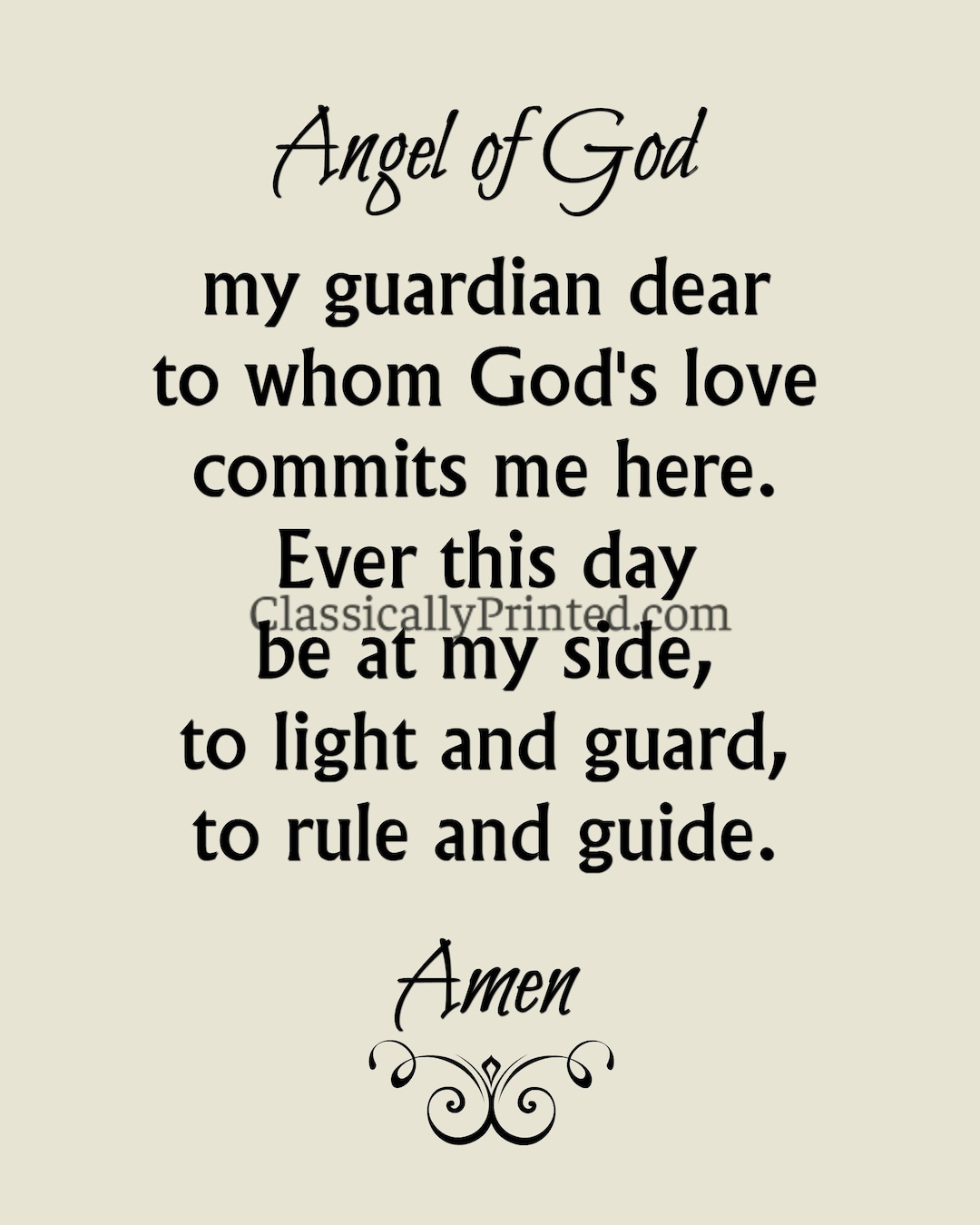 Angel Of God Prayer Print, Guardian Angel Prayer, 5X7 8X10 with Guardian Angel Prayer Free Printable