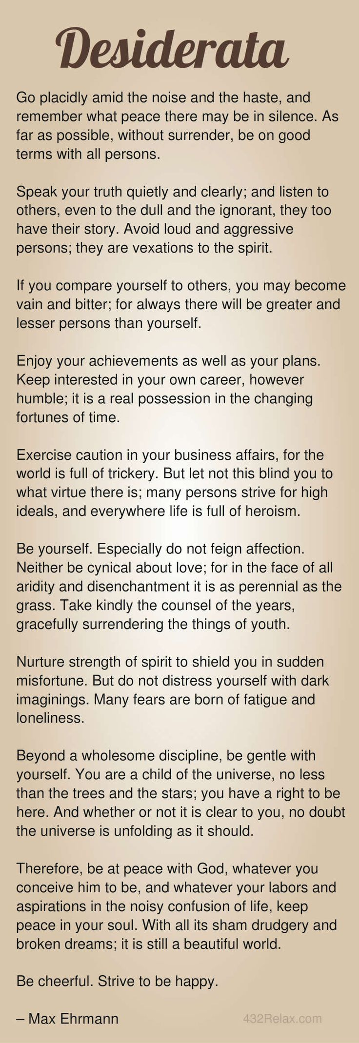 Another Desiderata Poem Image. Visit Page To Download Free throughout Desiderata Printable Version Free