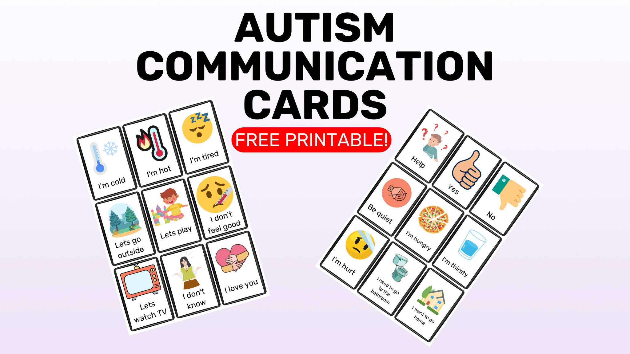 Autism Communication Cards | Free Printable - Goally inside Free Printable Autism Awareness Cards