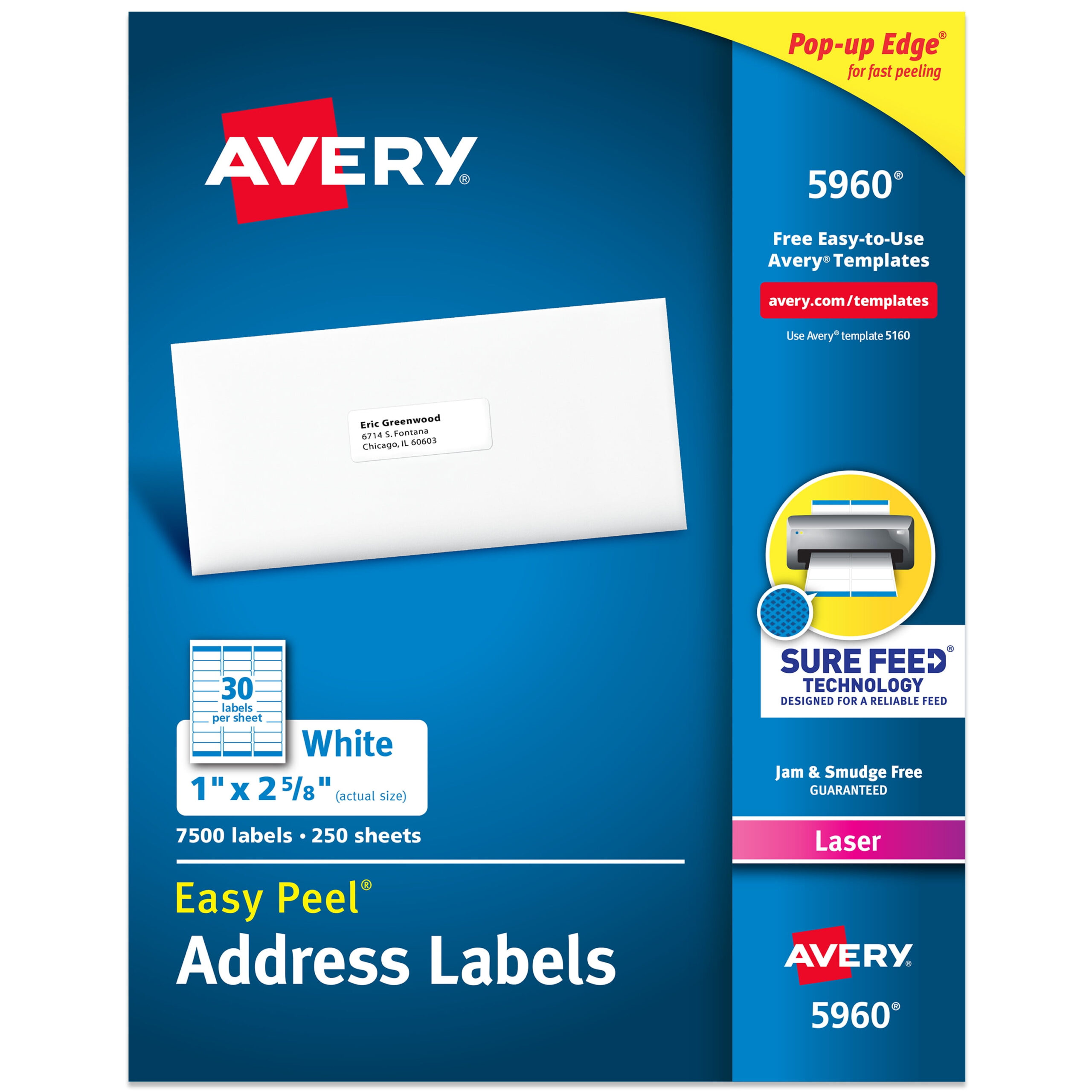 Avery Easy Peel Address Labels, 1&amp;quot; X 2-5/8&amp;quot;, White, 7,500 Labels (5960) pertaining to Avery 5960 Template Free