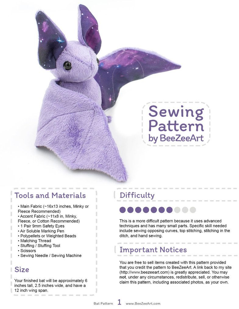 Bat Plush Pattern Free Top for Free Printable Bat Sewing Pattern
