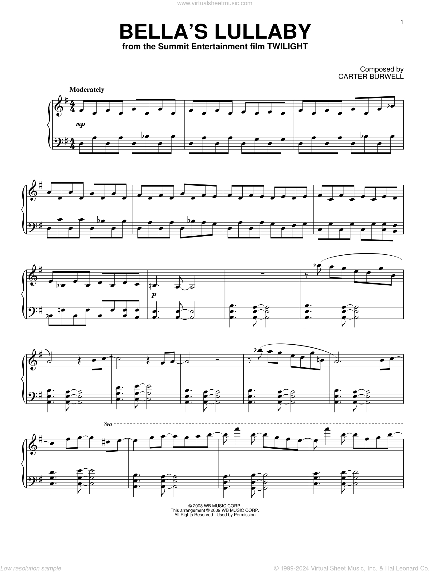 Bella&amp;#039;S Lullaby Sheet Music (Intermediate) For Piano Solo (Pdf) throughout Bellas Lullaby Piano Sheet Music Free Printable