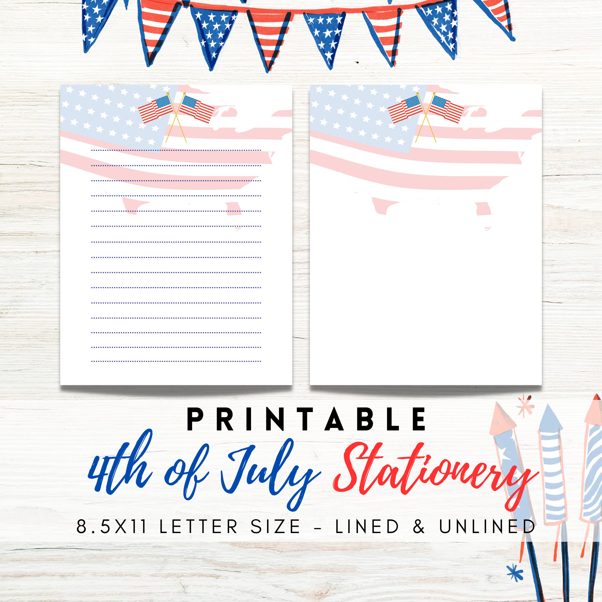 Best Value 4Th Of July Printable Stationery -Instant Download for Free Printable 4th of July Stationary