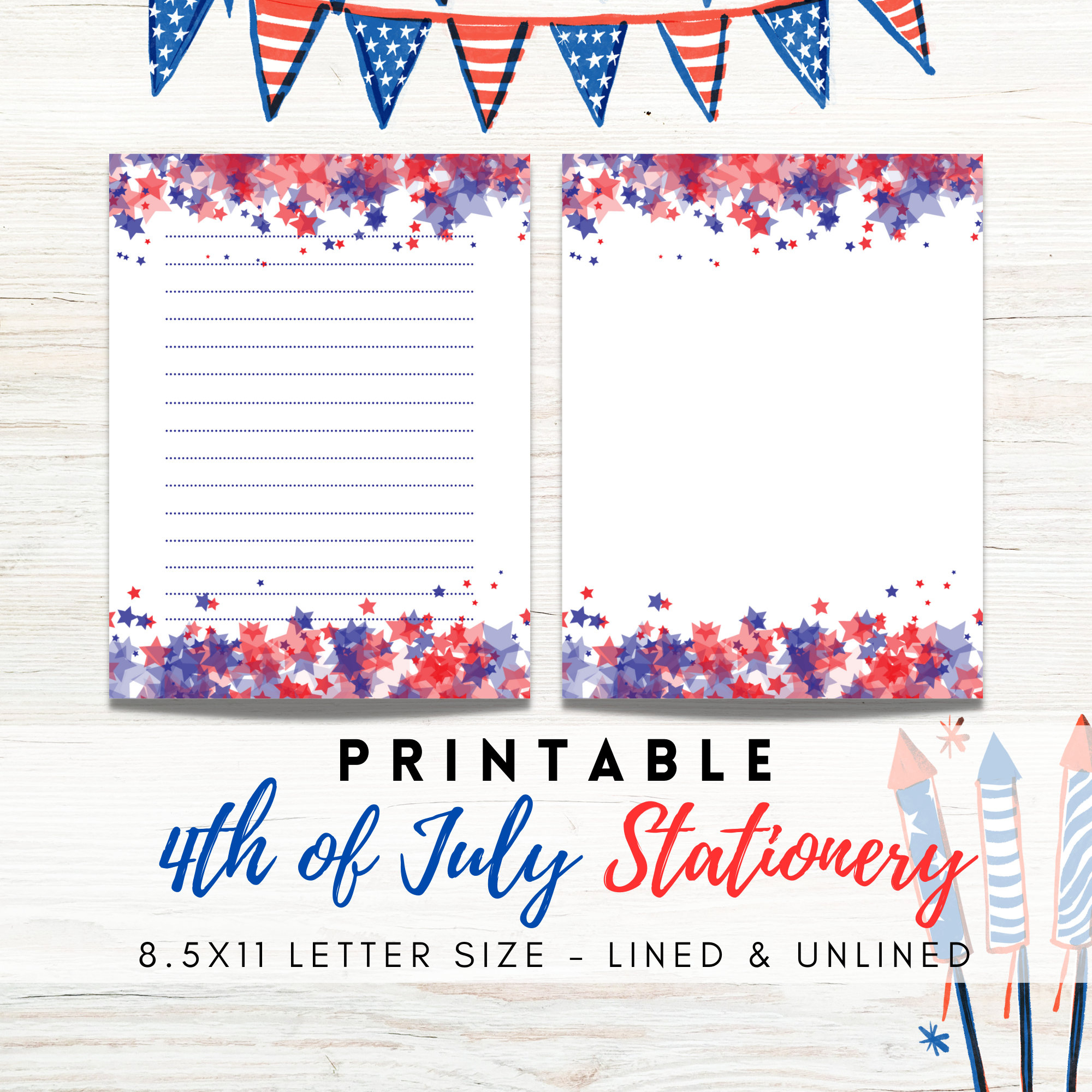Best Value 4Th Of July Printable Stationery -Instant Download pertaining to Free Printable 4Th Of July Stationary