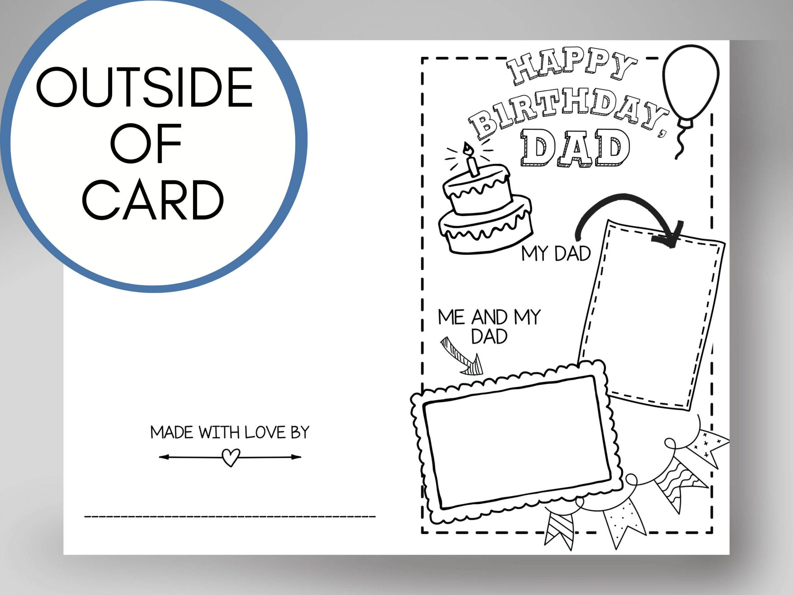 Birthday Card For Dad From Kids Printable Coloring Page, Father in Foldable Free Printable Birthday Cards For Dad