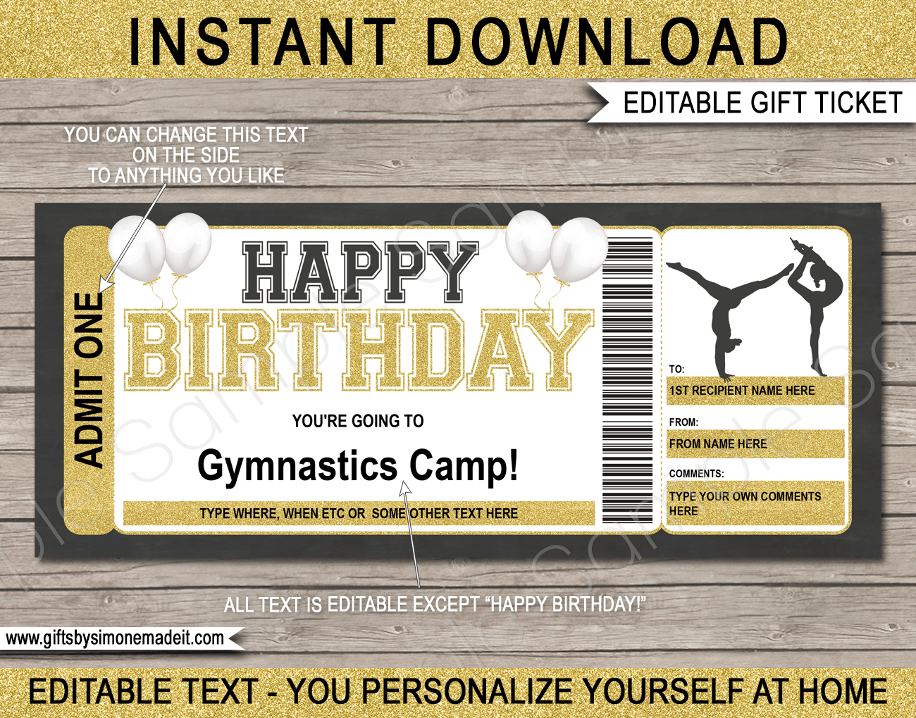 Birthday Gymnastics Camp Ticket Template inside Free Printable Gymnastics Certificates