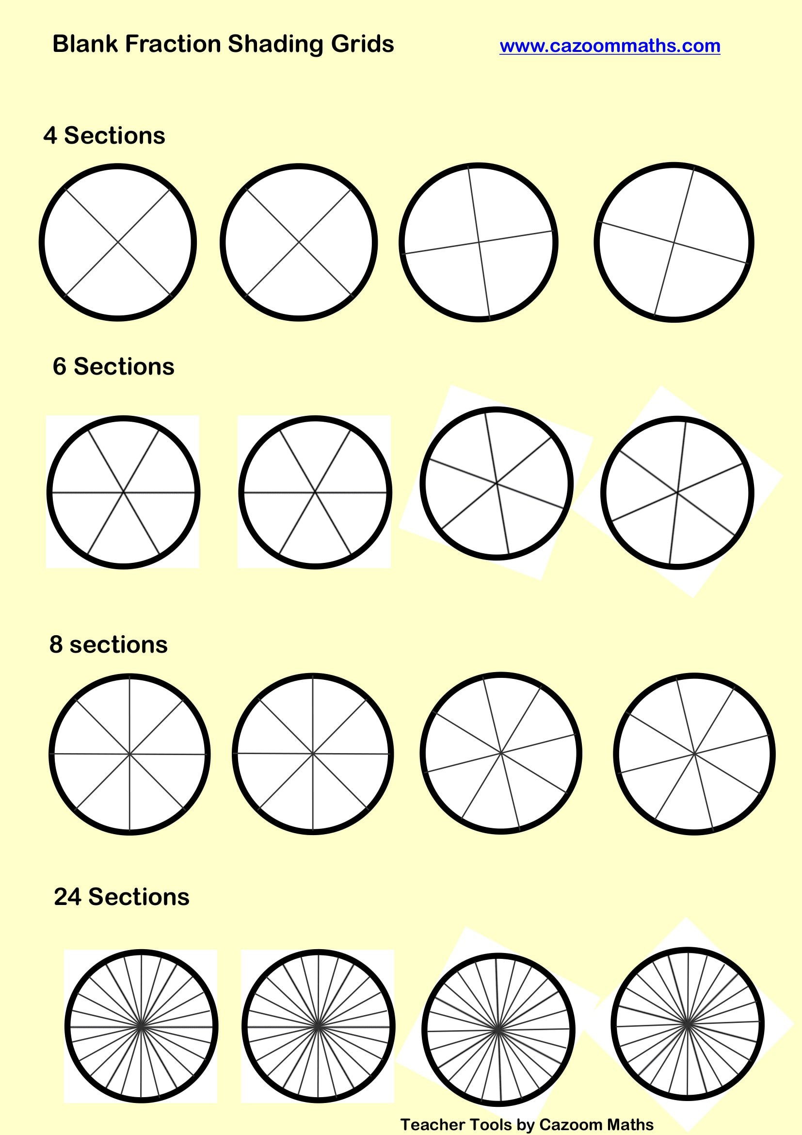 Blank Fraction Shading Grids 3 | Free Teaching Resources within Free Printable Blank Fraction Circles