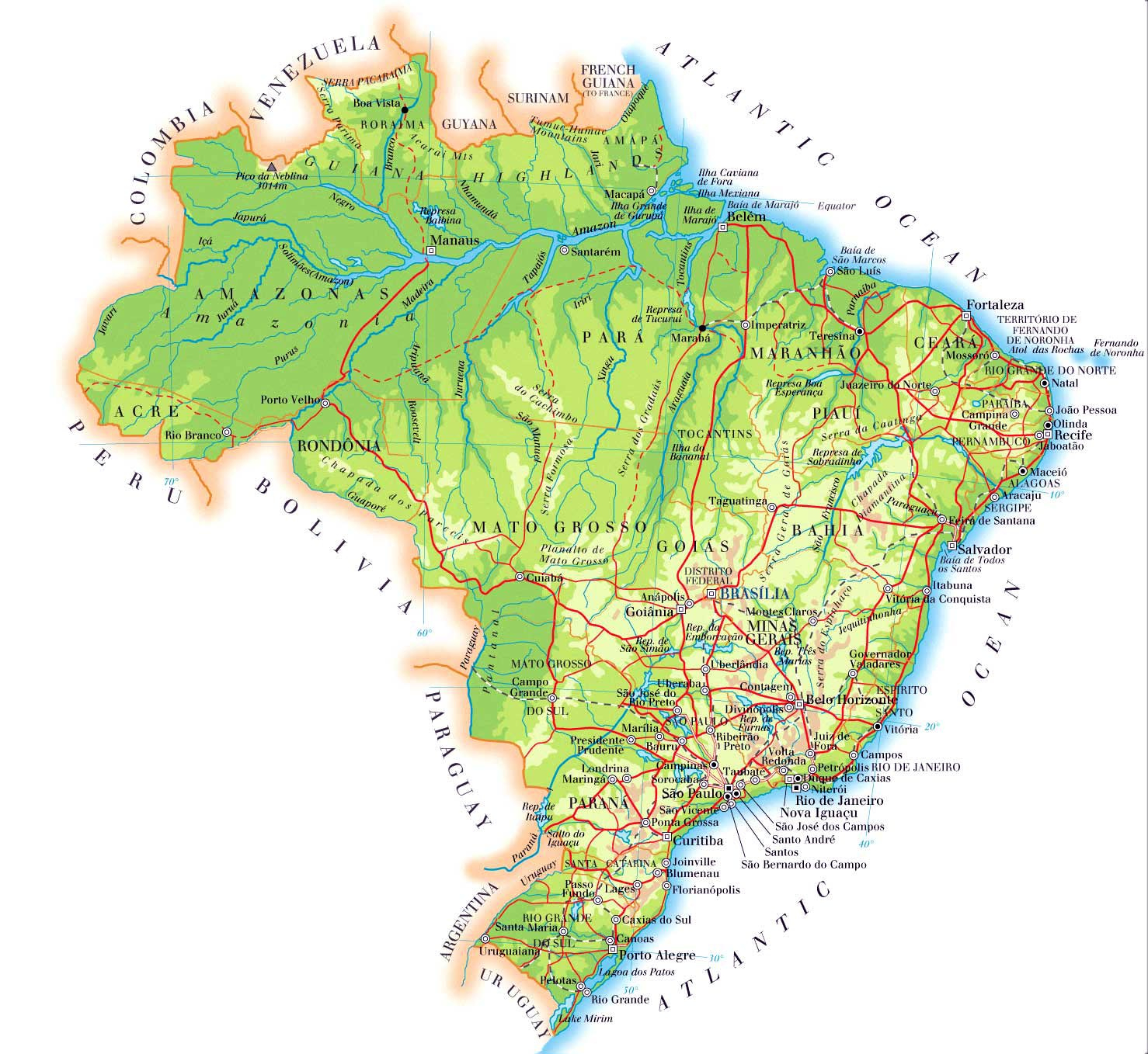 Brazil Maps | Printable Maps Of Brazil For Download in Free Printable Map of Brazil
