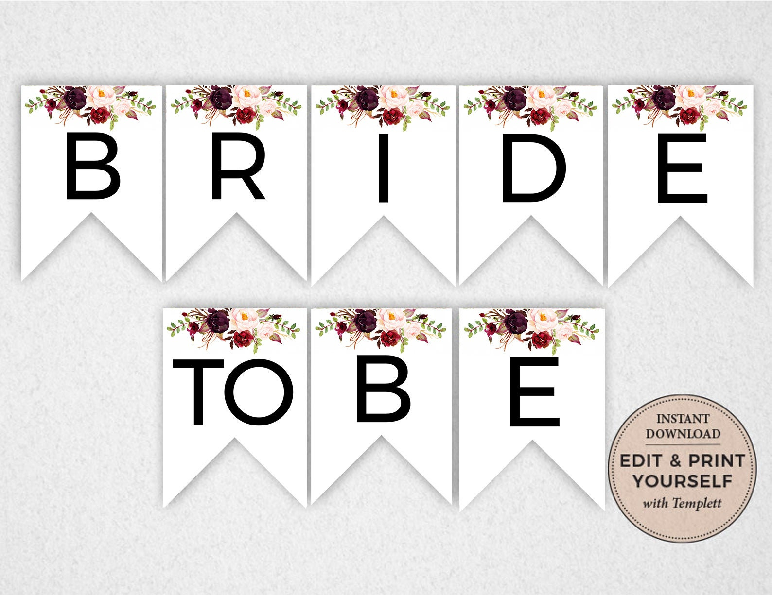 Bride To Be Banner, Editable Banner, Bride To Be, Bridal Shower Banner, Printable Banner, Instant Download, Templett, #Pbp97 within Free Printable Bride To Be Banner