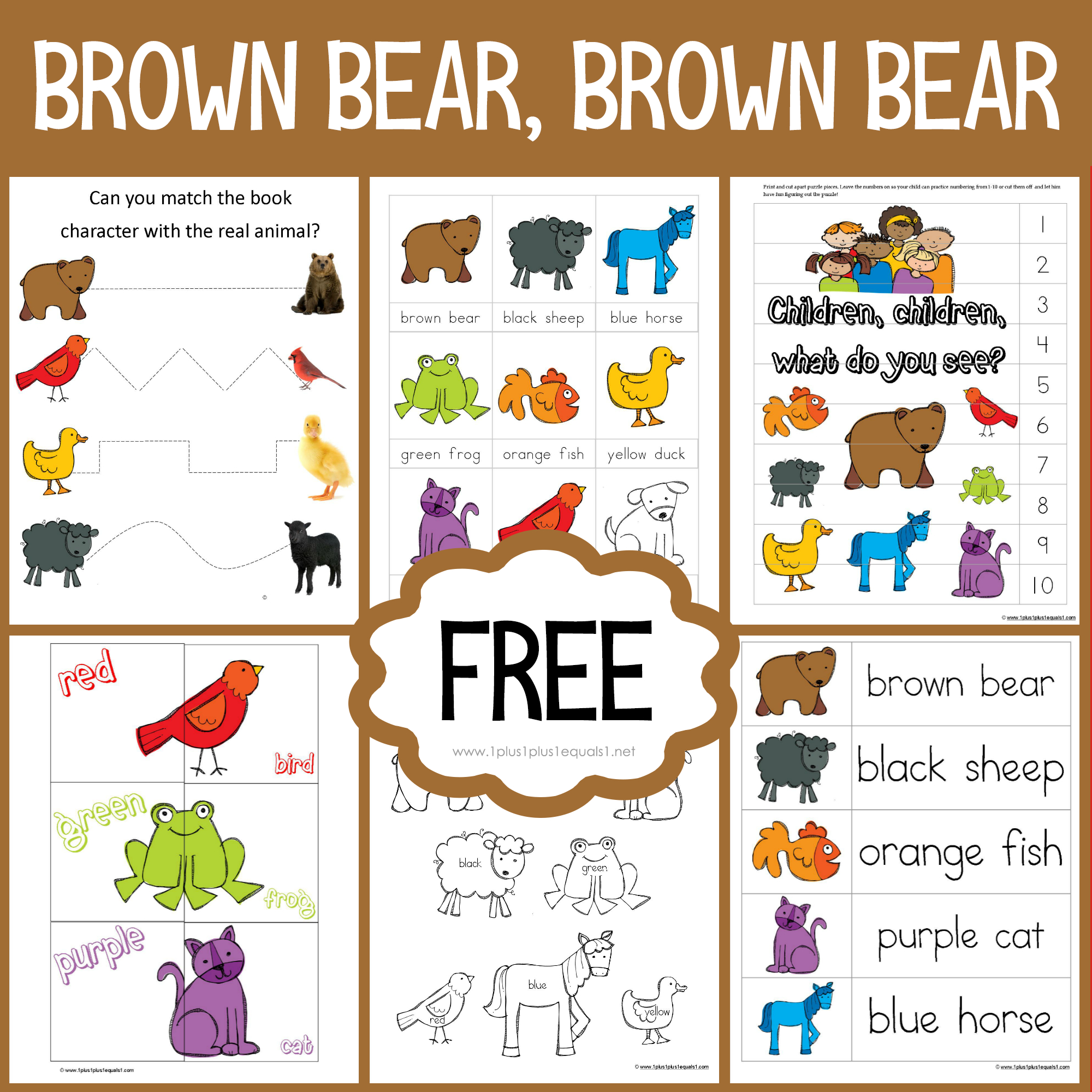 Brown Bear, Brown Bear Printables ~ Updated! - 1+1+1=1 throughout Brown Bear Brown Bear Printables Free