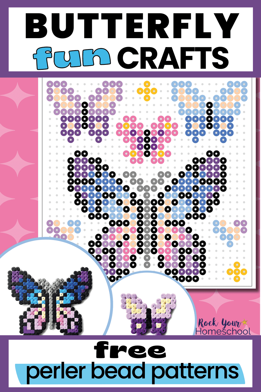 Butterfly Perler Bead Pattern Pack: Fun Craft Ideas For Kids (Free) regarding Free Printable Plastic Canvas Butterfly Patterns