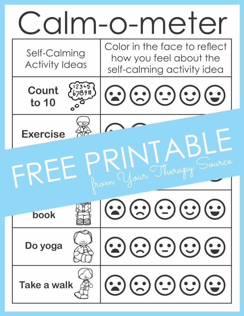 Calm Down Corner Ideas - Free Printables - Your Therapy Source throughout Calming Corner Printables Free