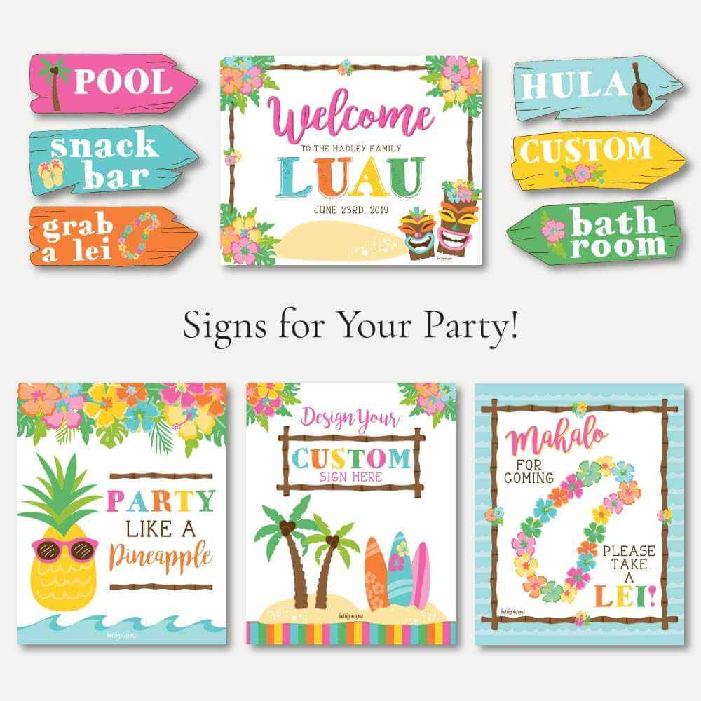 Celebration Circle Printable Luau Themed Party Kit Templates regarding Free Hawaiian Luau Printables