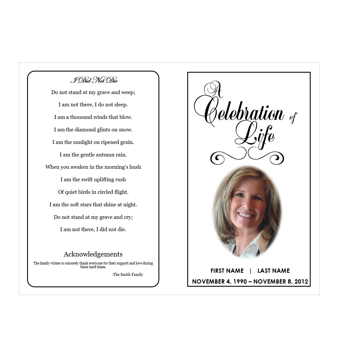 Celebration Of Life | Funeral Pamphlets within Free Printable Celebration of Life Program Template