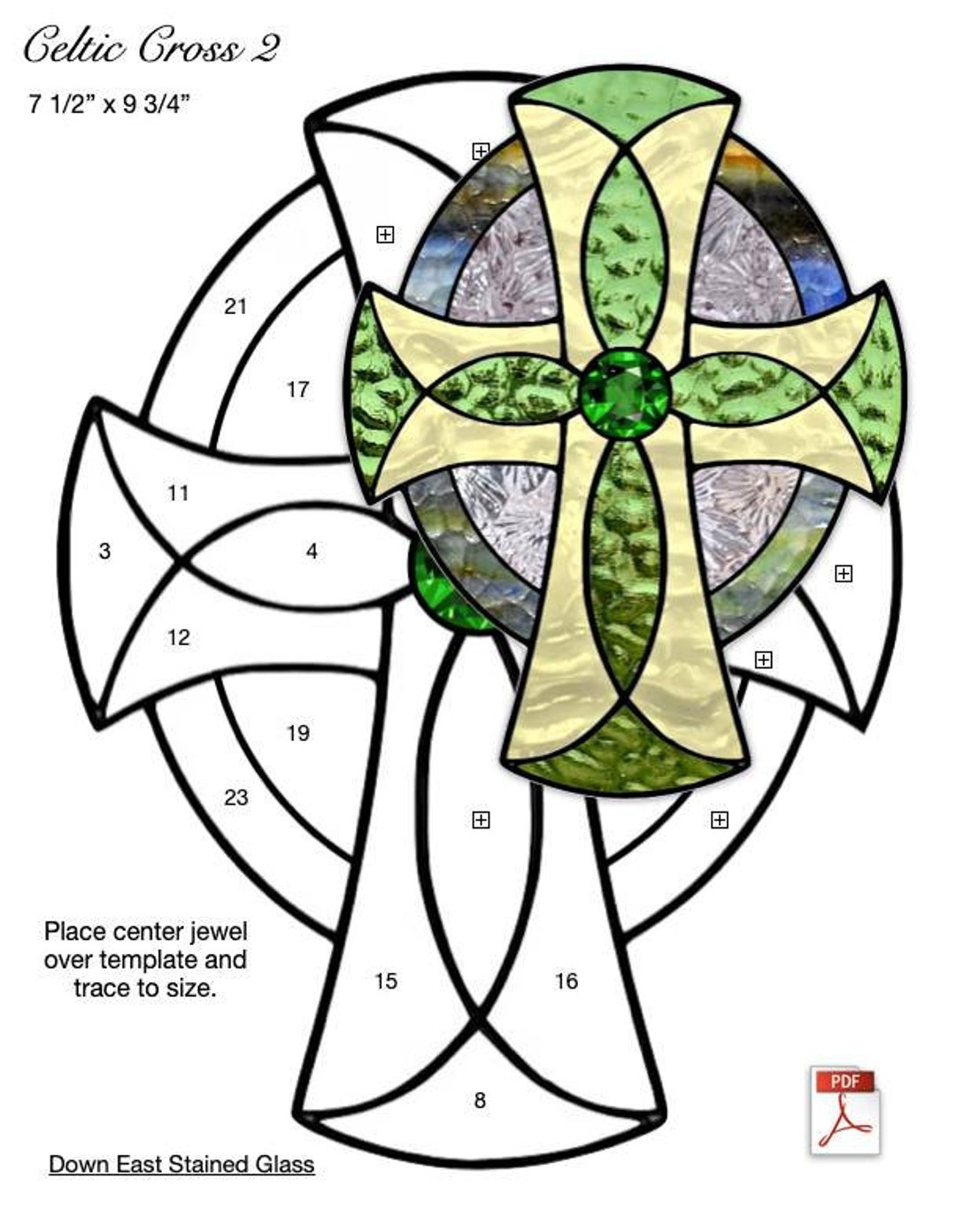 Celtic Cross Stained Glass Pattern Pdf - Etsy within Printable Stained Glass Cross Patterns
