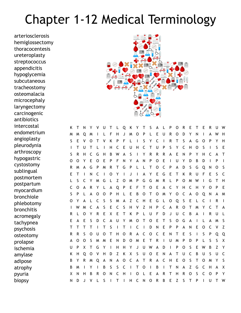 Chapter 1-12 Medical Terminology Word Search - Wordmint in Free Printable Medical Word Search