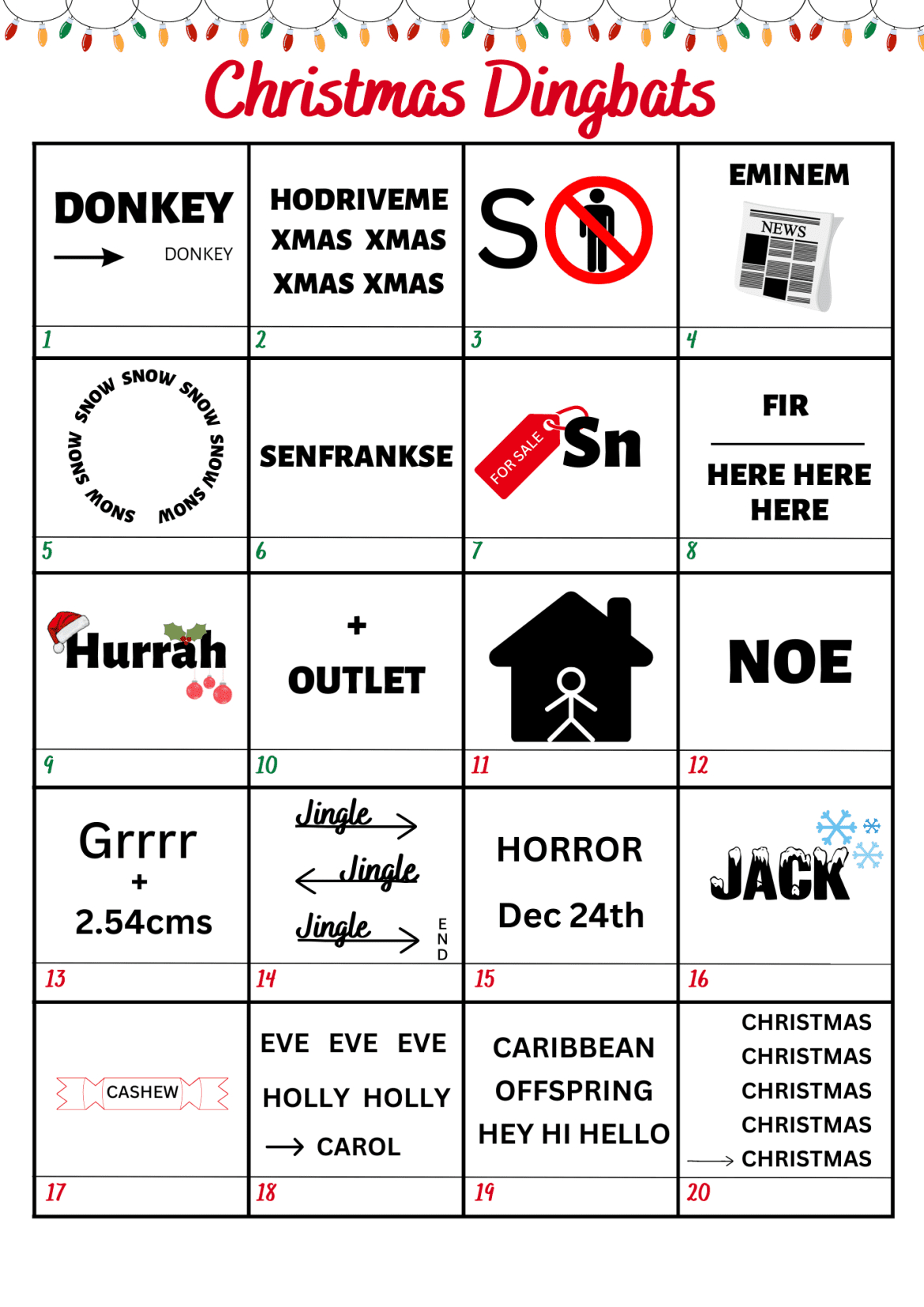 Christmas Dingbats - Printable Game With Answers 2025 for Free Printable Christmas Dingbats