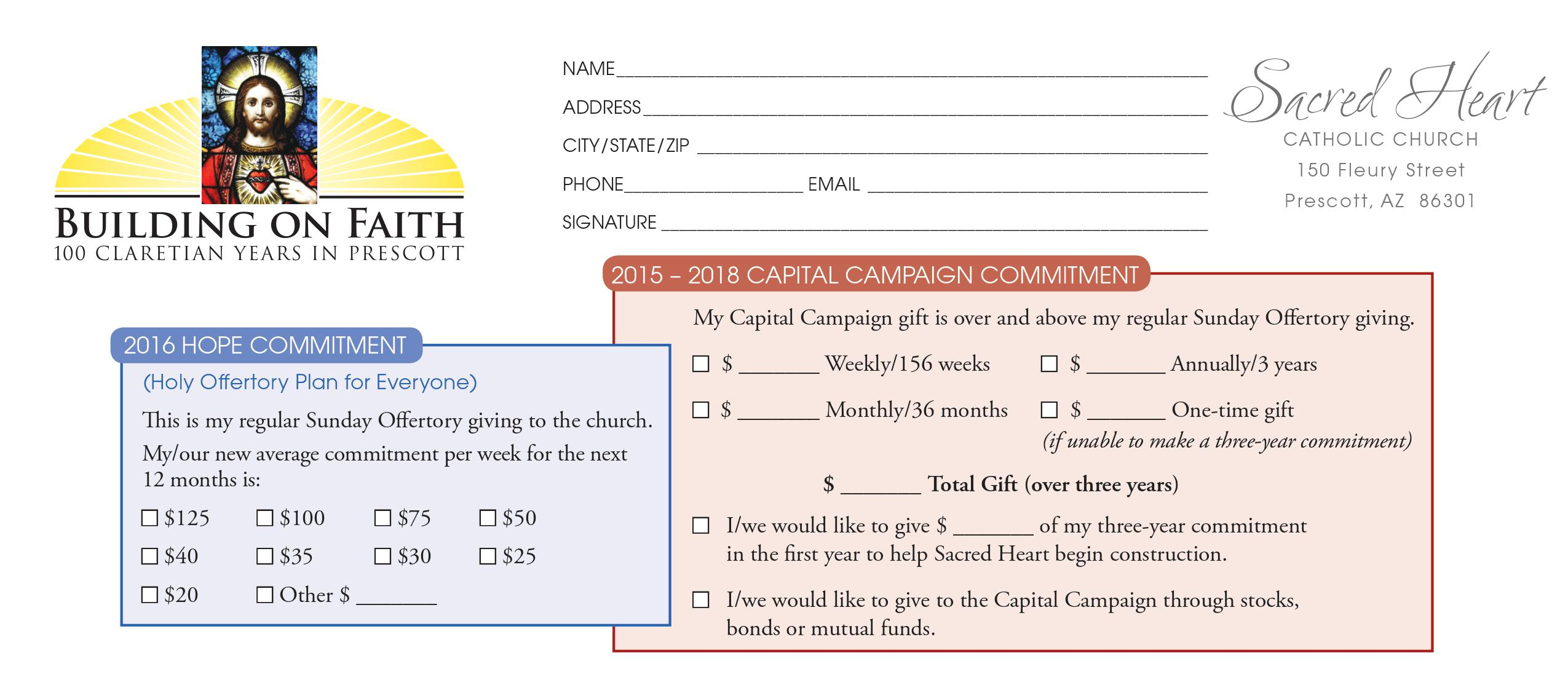 Church Capital Campaign Pledge Card Samples - Church Development regarding Free Church Pledge Card Template