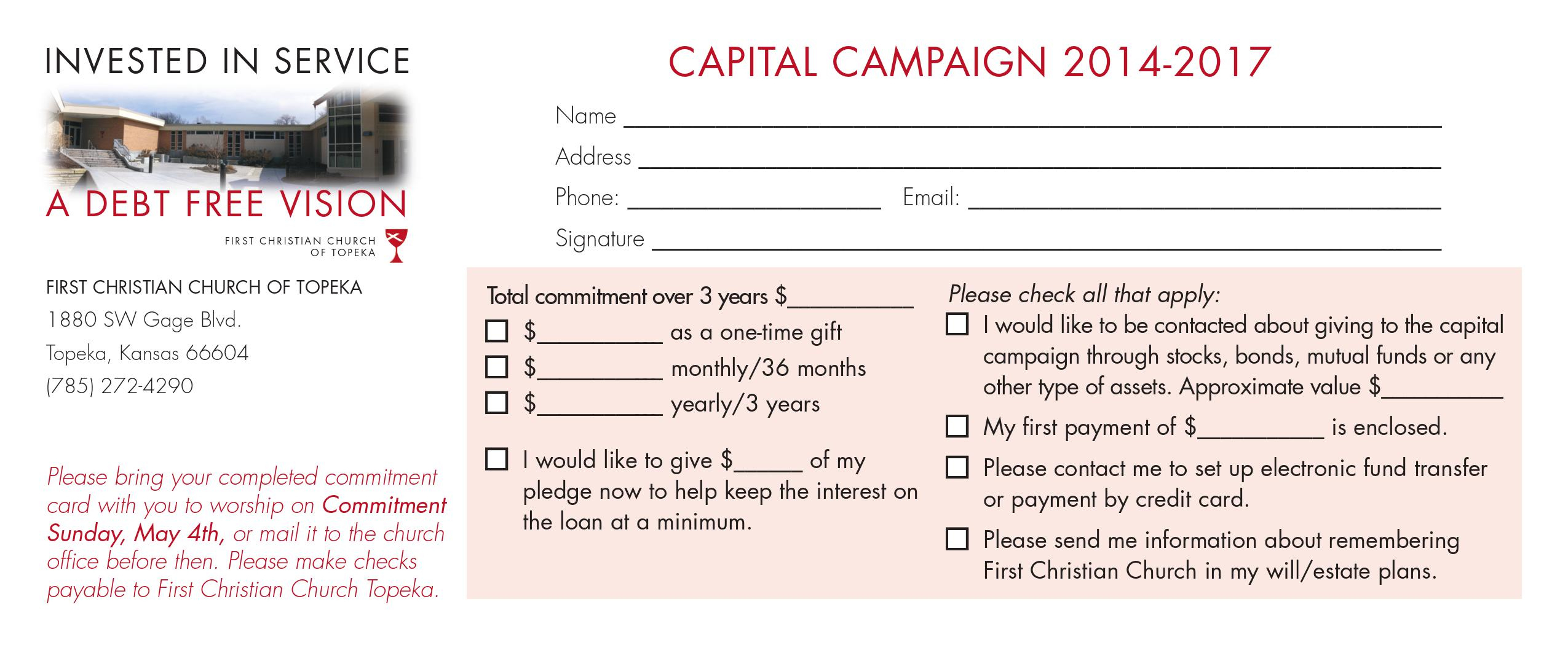 Church Capital Campaign Pledge Card Samples - Church Development with regard to Free Church Pledge Card Template