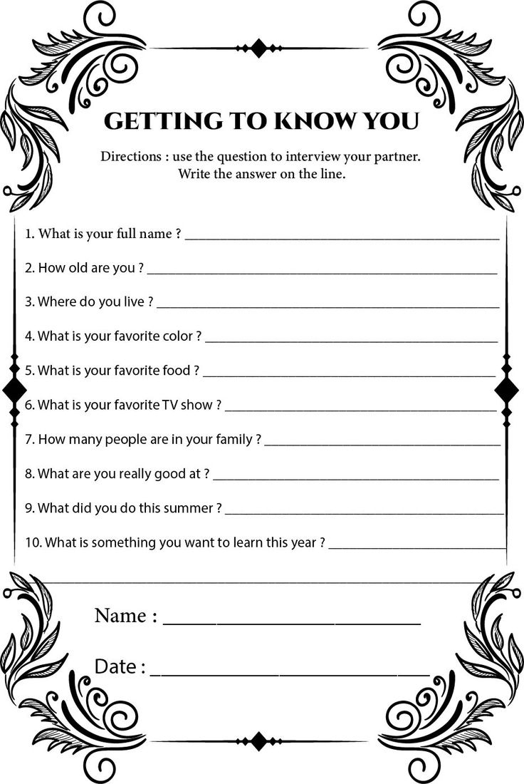 Classroom Getting To Know You - 15 Free Pdf Printables | Printablee regarding Free Printable Getting to Know You Worksheets
