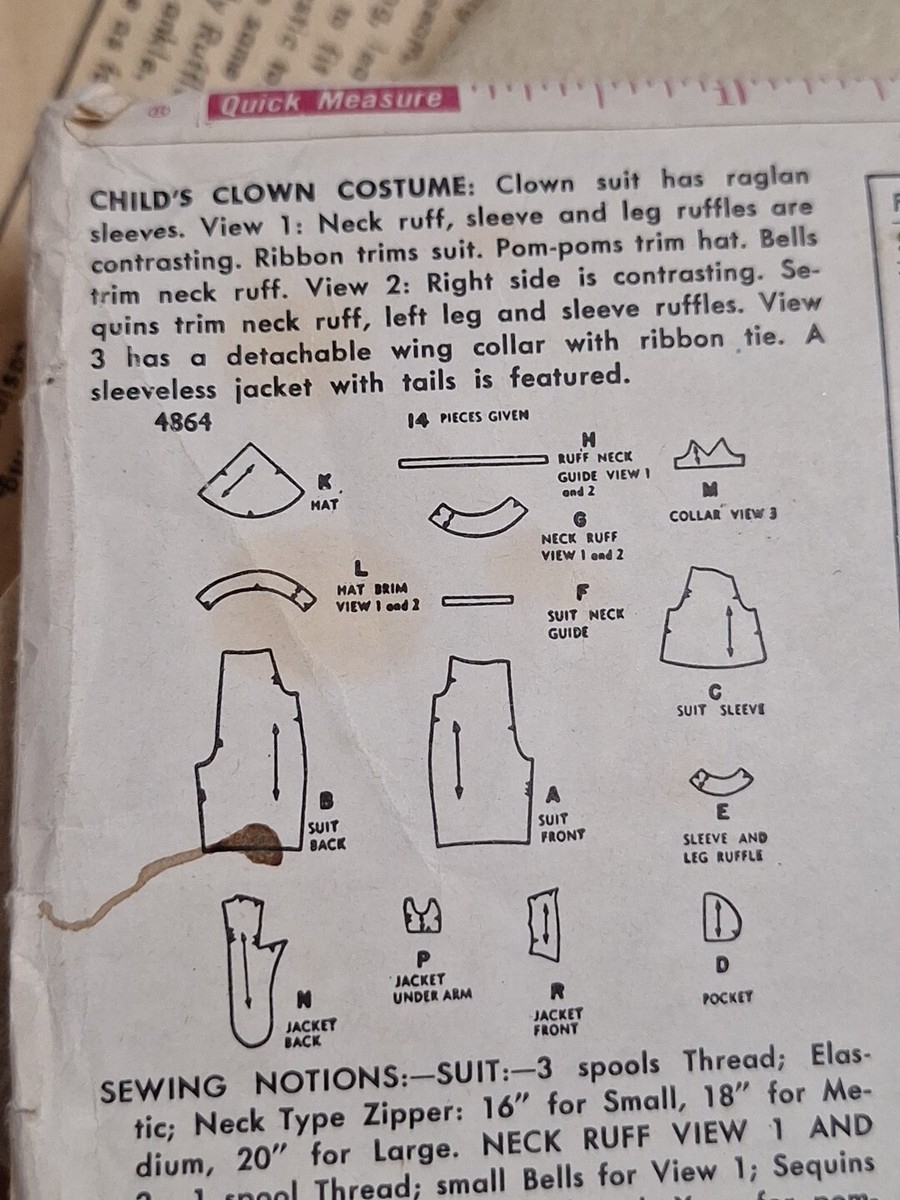 Clown Costume Childs M 6 8 Simplicity 4864 Sewing Pattern Cut Vtg regarding Free Printable Clown Costume Pattern