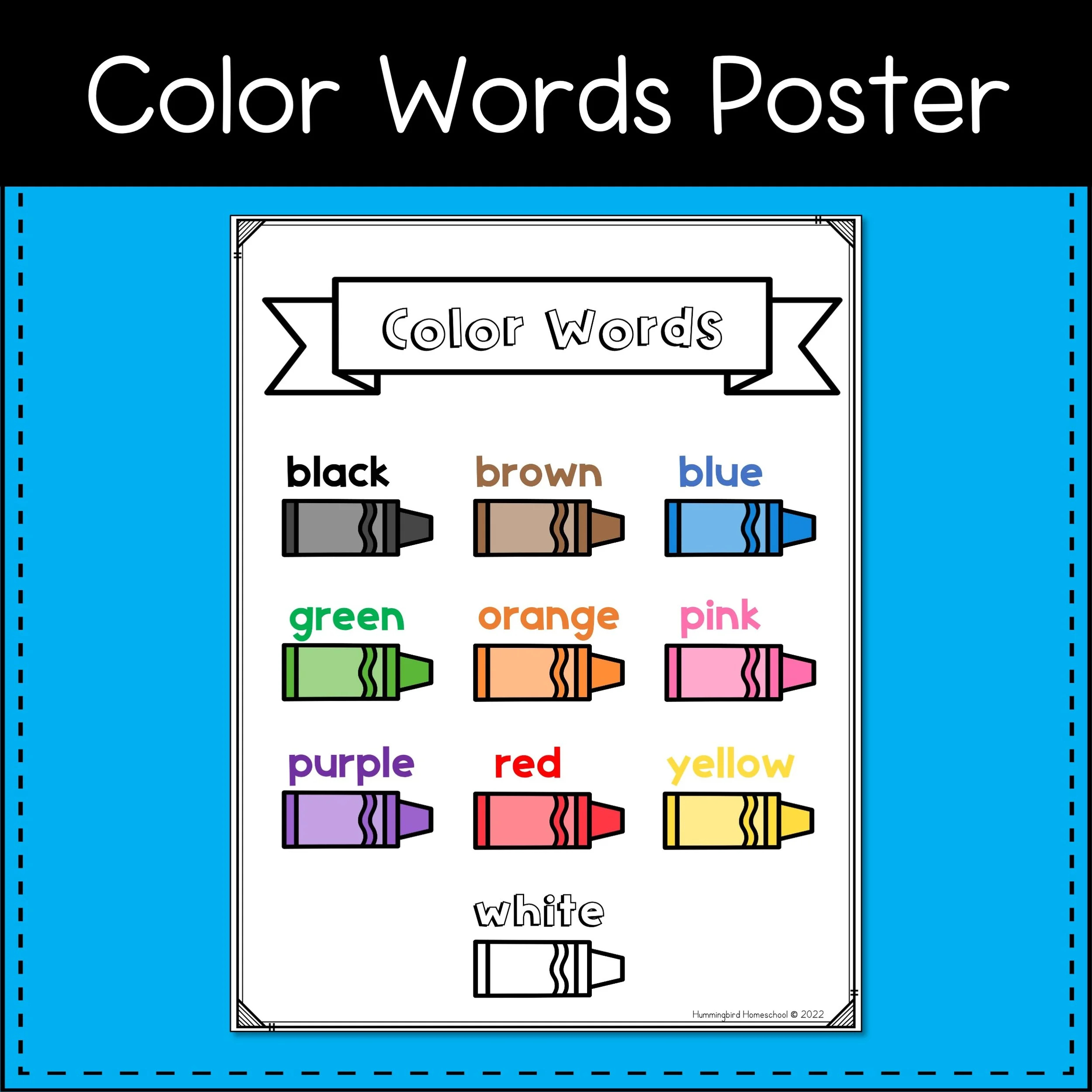 Color Words Worksheets For Kindergarten | Hummingbird Homeschool in Color Words Printable Free