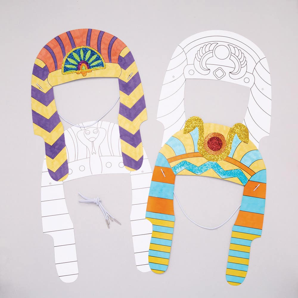 Colour-In Pharaoh Headdress regarding Free Printable Egyptian Headress Pattern