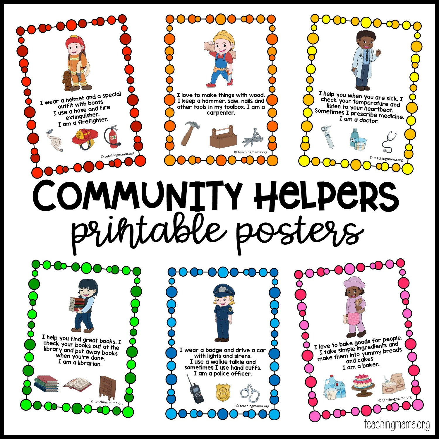 Community Helpers Printable Posters And Activities - Teaching Mama with regard to Free Community Helpers Printables