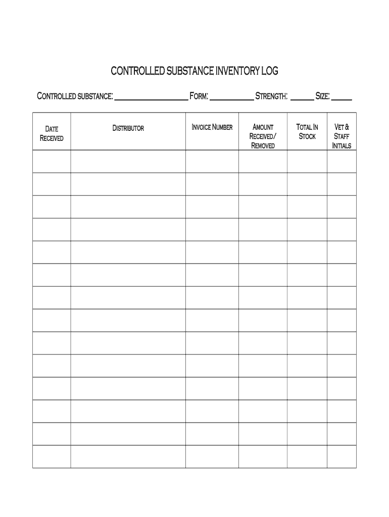 Controlled Substance Inventory Log Form - Fill Online, Printable pertaining to Free Printable Controlled Substance Log