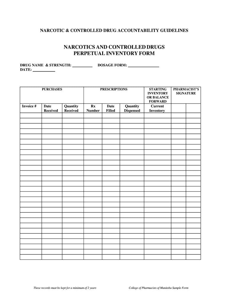 Controlled Substance Perpetual Inventory Log: Fill Out &amp;amp; Sign intended for Free Printable Controlled Substance Log
