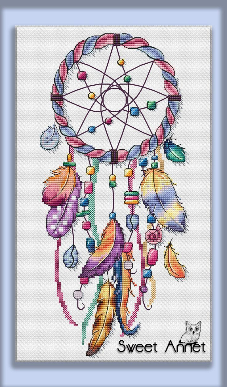 Cross Stitch Pattern: Dreamcatcher, Boho, Feather, Bohemian, Funny for Free Printable Dream Catcher Cross Stitch Pattern