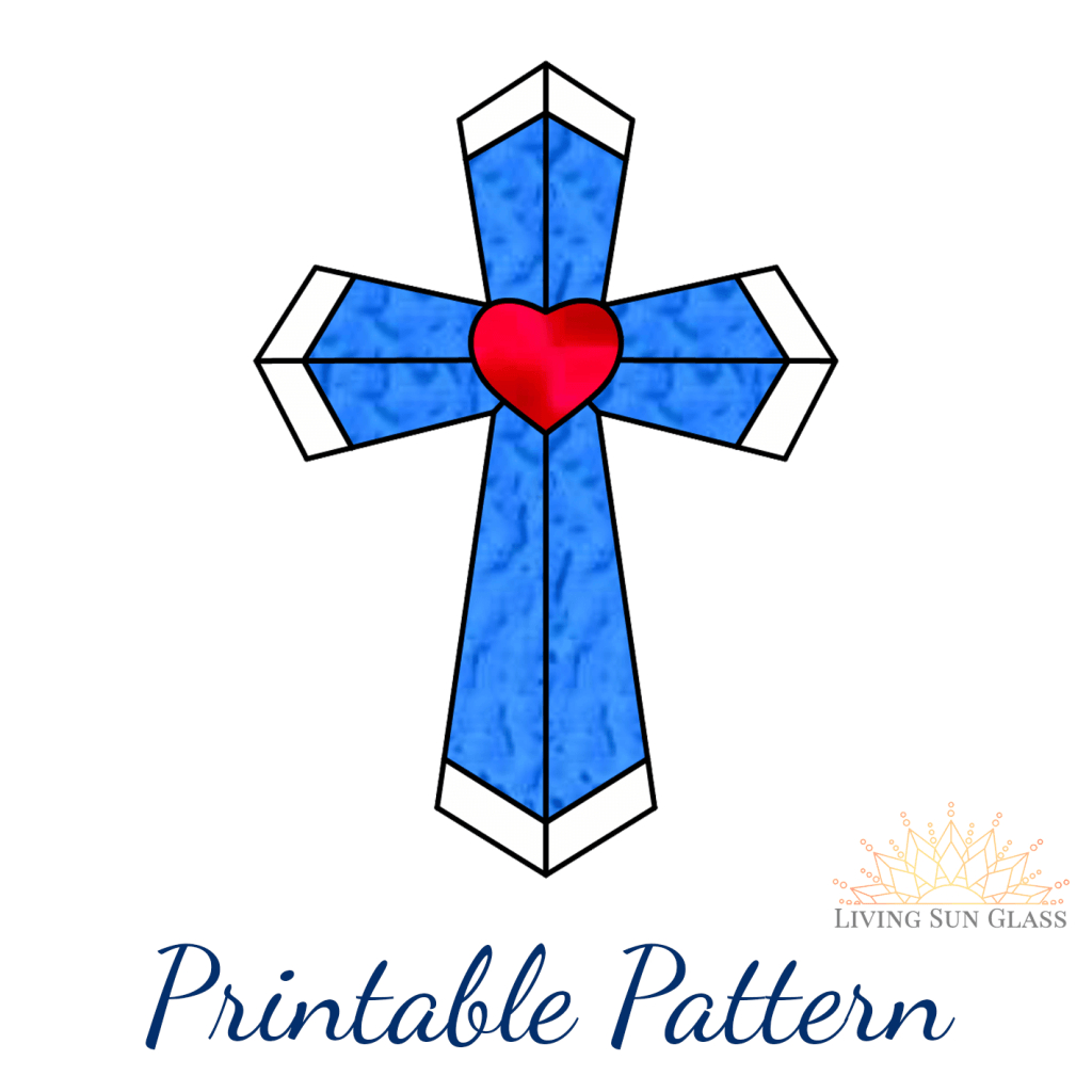 Cross With Heart inside Printable Stained Glass Cross Patterns